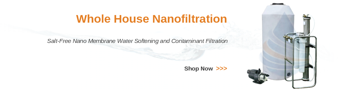 Whole house nano membrane softening nanofiltration